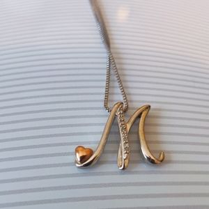 Helzberg Genuine Diamond and gold M necklace
